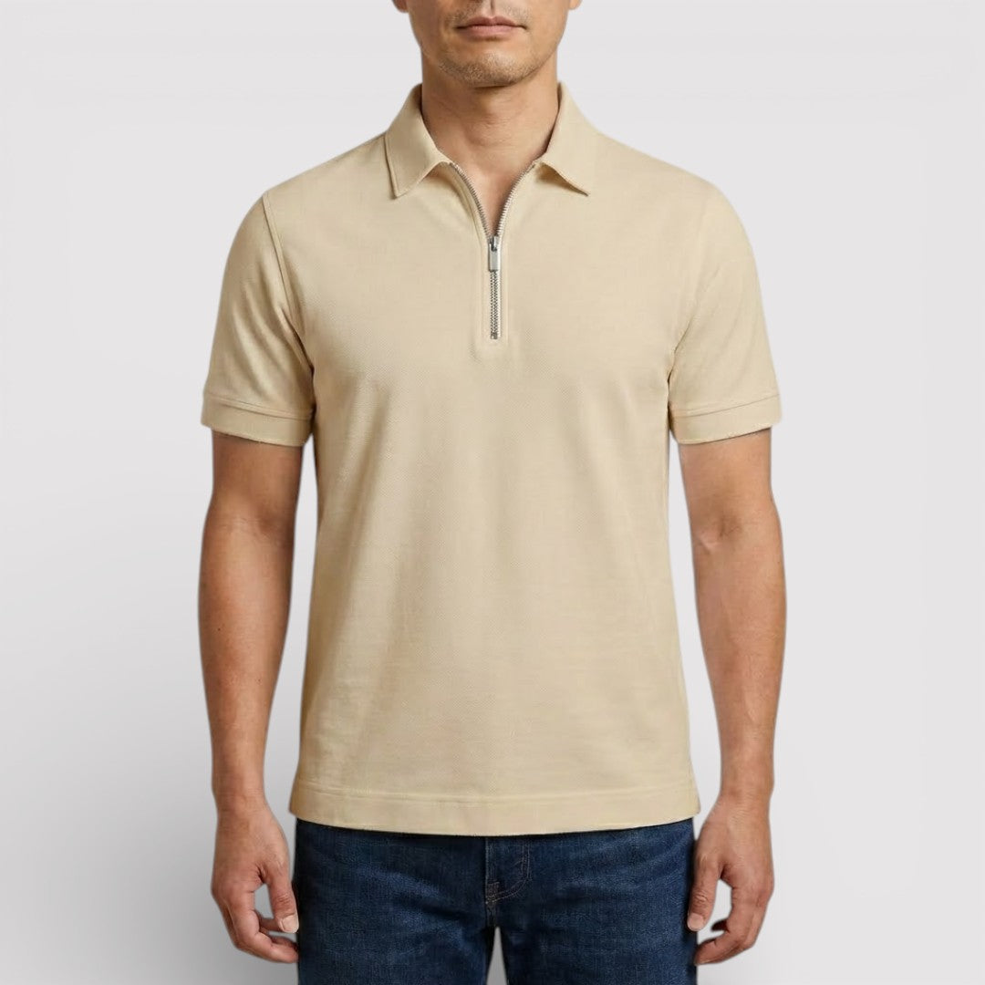 Markus Berlin Herren Zip-Poloshirt, Vorderansicht