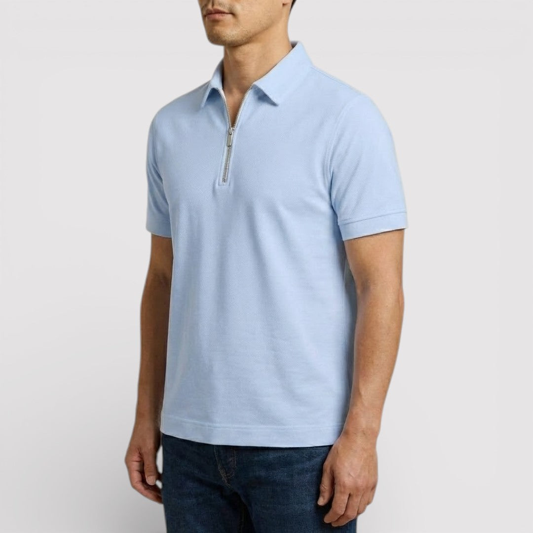 Markus Berlin Herren Zip-Poloshirt, Vorderansicht