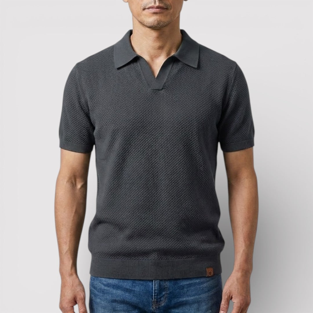 Markus Berlin Herren Poloshirt ohne Knopfleiste, Vorderansicht