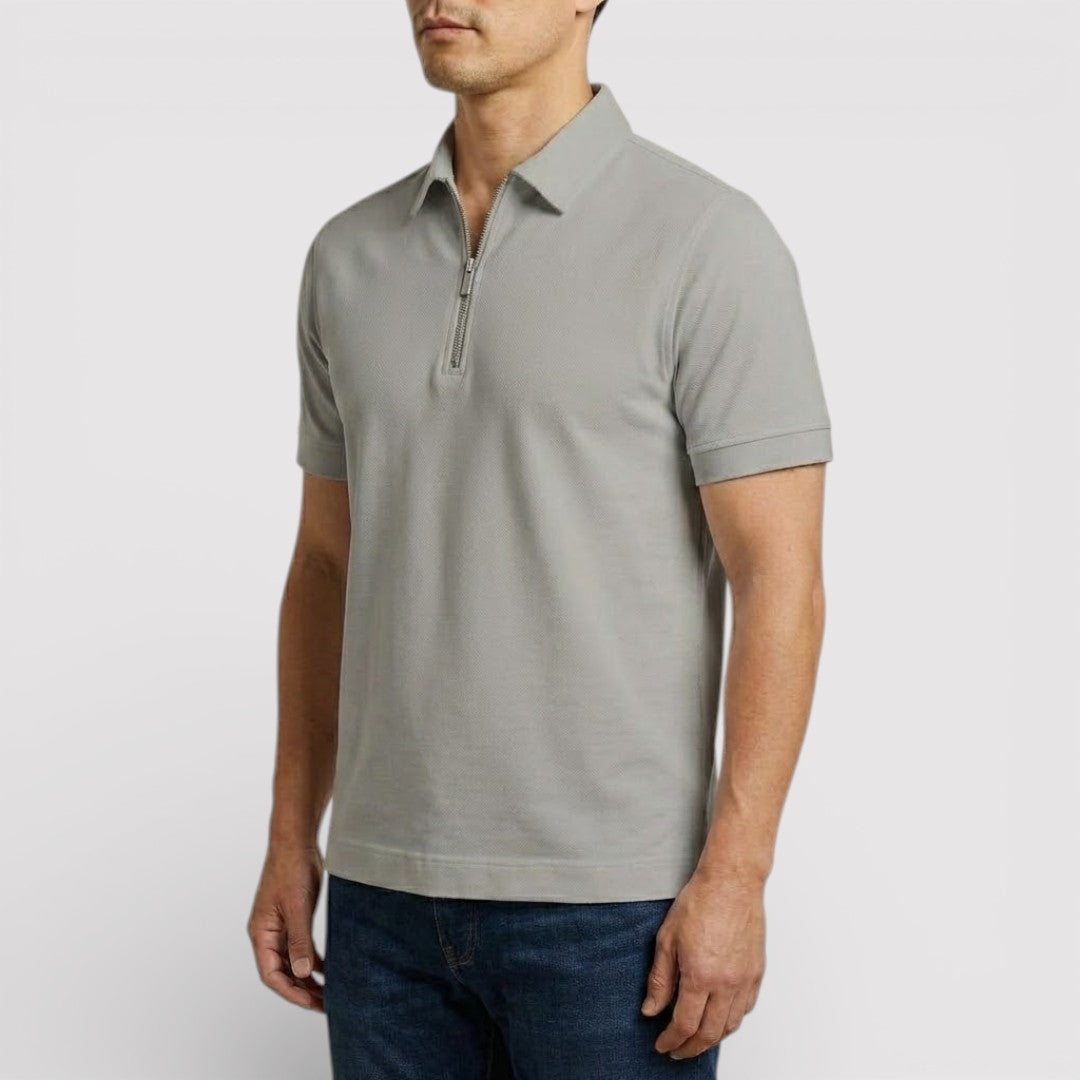 Markus Berlin Herren Zip-Poloshirt, Vorderansicht