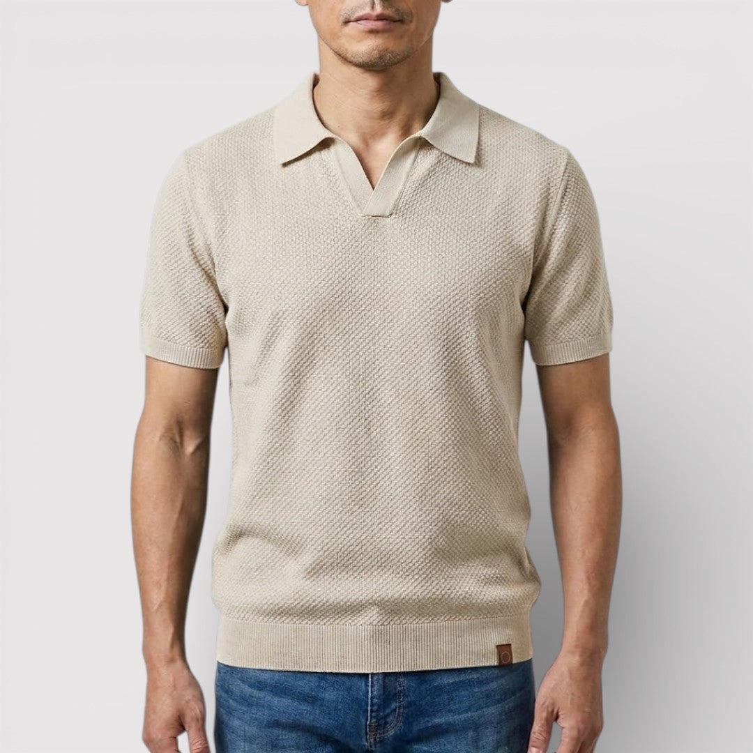 Markus Berlin Herren Poloshirt ohne Knopfleiste, Vorderansicht