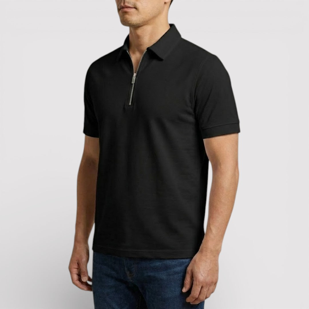 Markus Berlin Herren Zip-Poloshirt, Vorderansicht