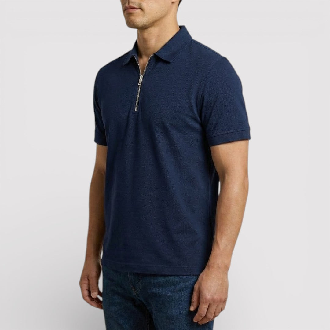 Markus Berlin Herren Zip-Poloshirt, Vorderansicht