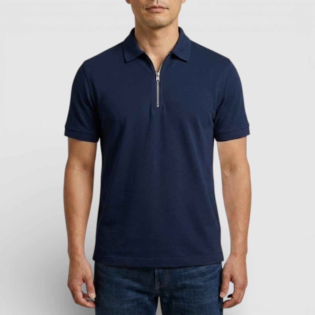Markus Berlin Herren Zip-Poloshirt, Vorderansicht