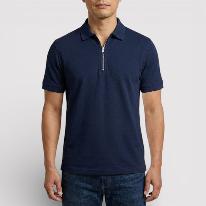 Markus Berlin Herren Zip-Poloshirt, Vorderansicht