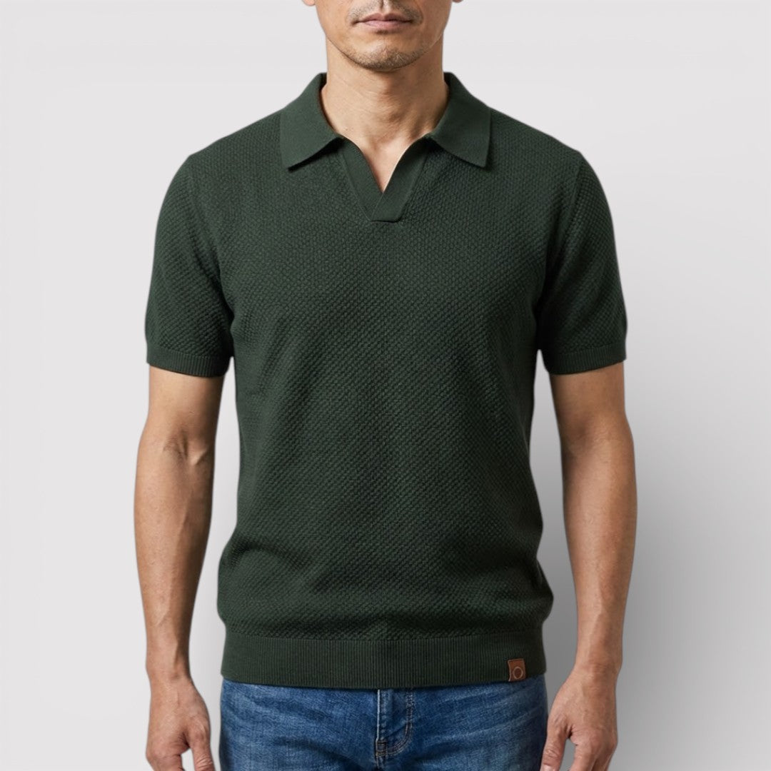 Markus Berlin Herren Poloshirt ohne Knopfleiste, Vorderansicht